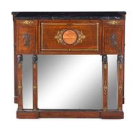 An Empire Style Gilt and Patinated Bronze Mounted Mahogany Marble-Top Secretary Bureau