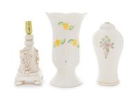 Three Belleek Items Height of first 12 inches.