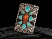 Navajo Silver, Turquoise, and Spiny Oyster Ketoh
