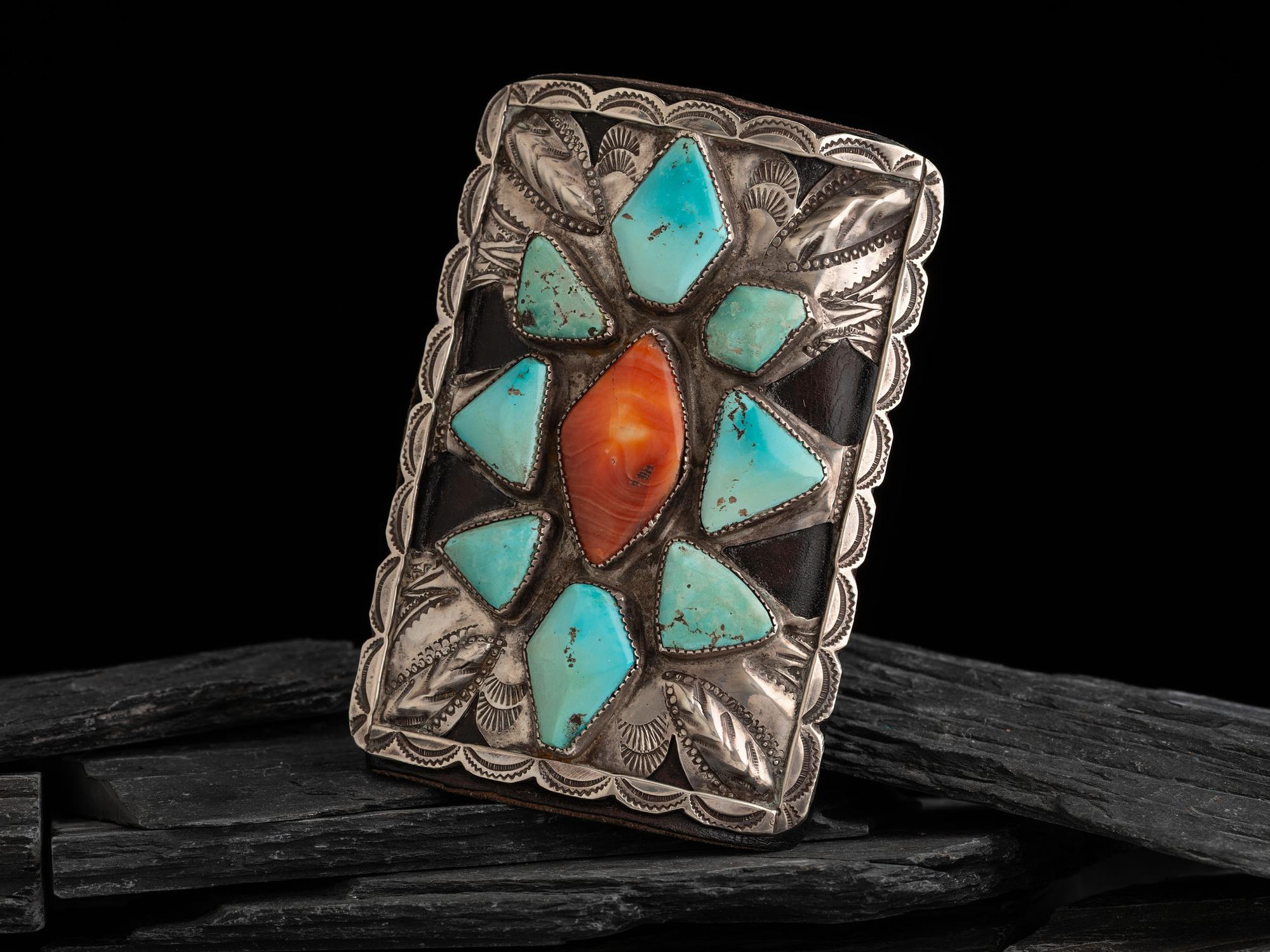 Navajo Silver, Turquoise, and Spiny Oyster Ketoh