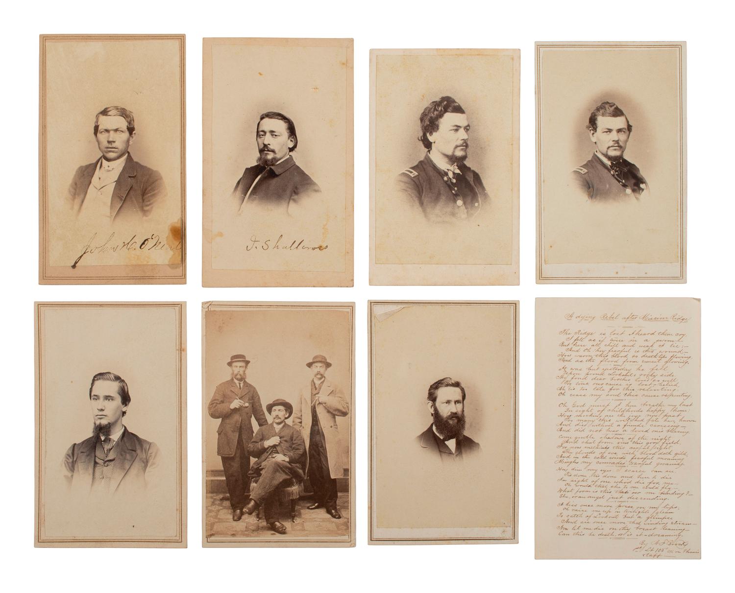 [CIVIL WAR] Civil War CDV collection likely assembled by a soldier, incl. generals, signed portraits, and a view of "The Castle" in Vicksburg, MS.