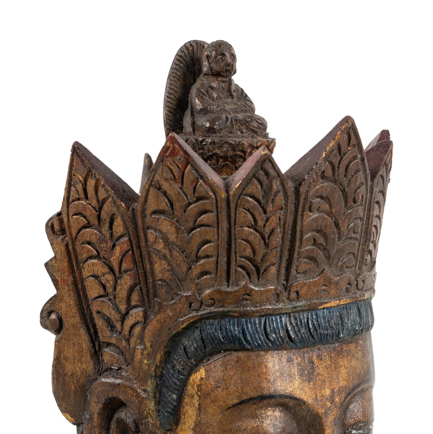 A Large Chinese Export Carved Wood Figure of a Bodhisattva
