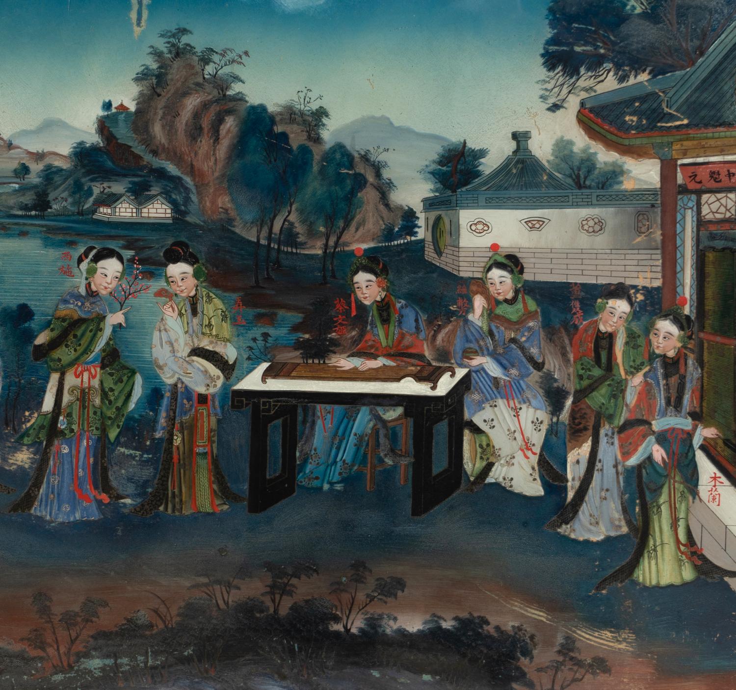 A Chinese Export Reverse-Painted Glass Picture