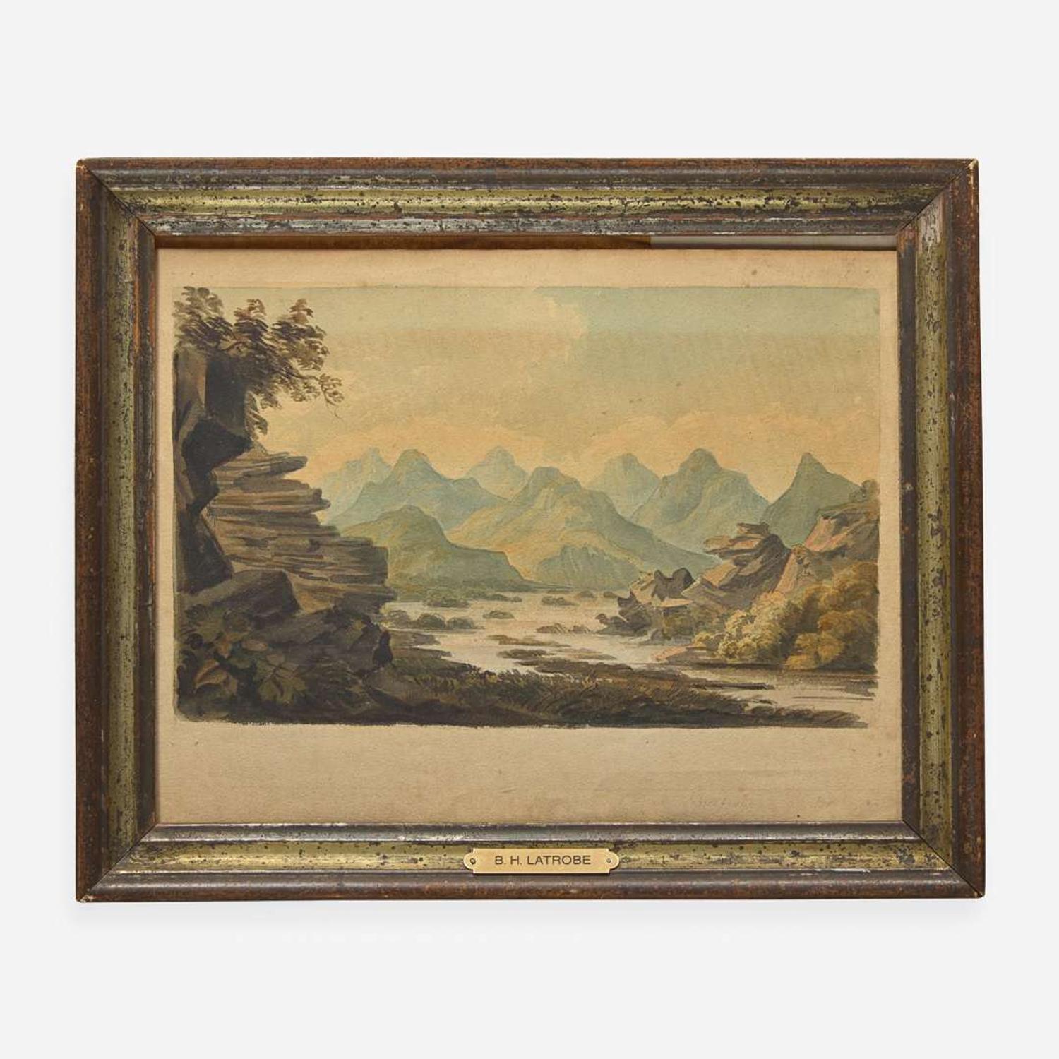 Attributed to Benjamin Henry Latrobe (1764-1820) Small Drawing of a Mountainous Landscape