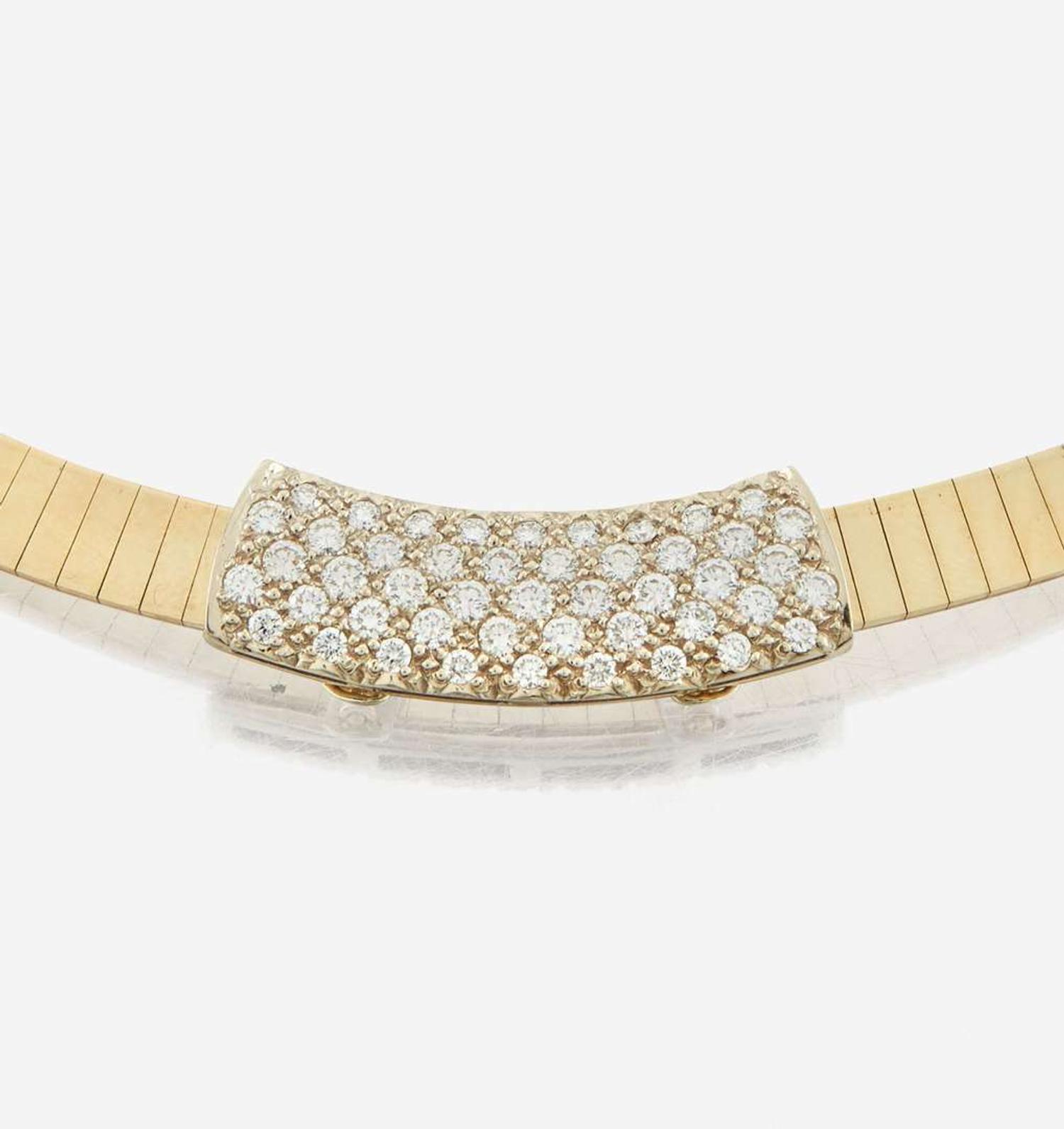 A gold and diamond necklace
