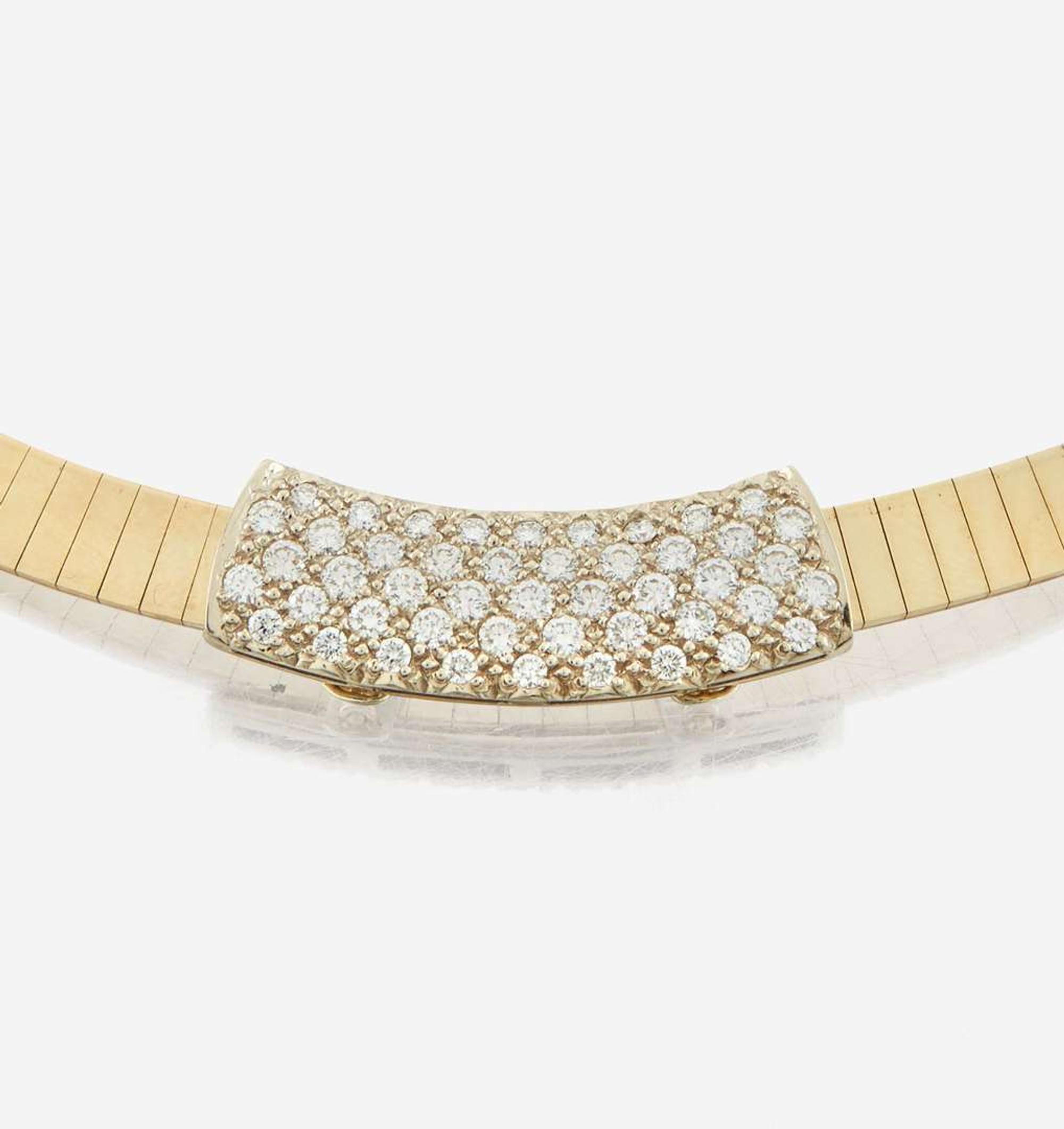 A gold and diamond necklace