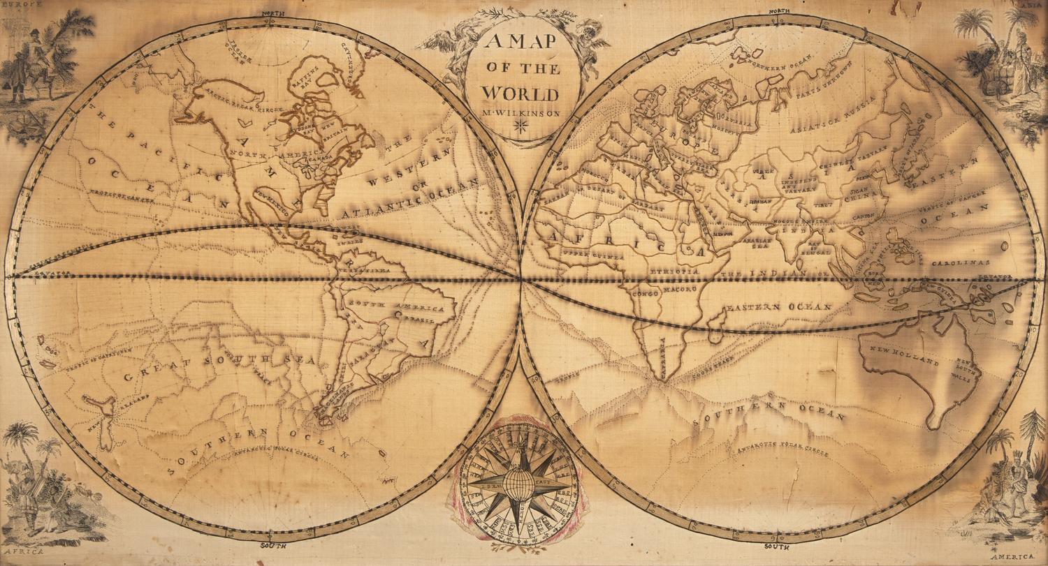 An Embroidered Needlework Map of the World