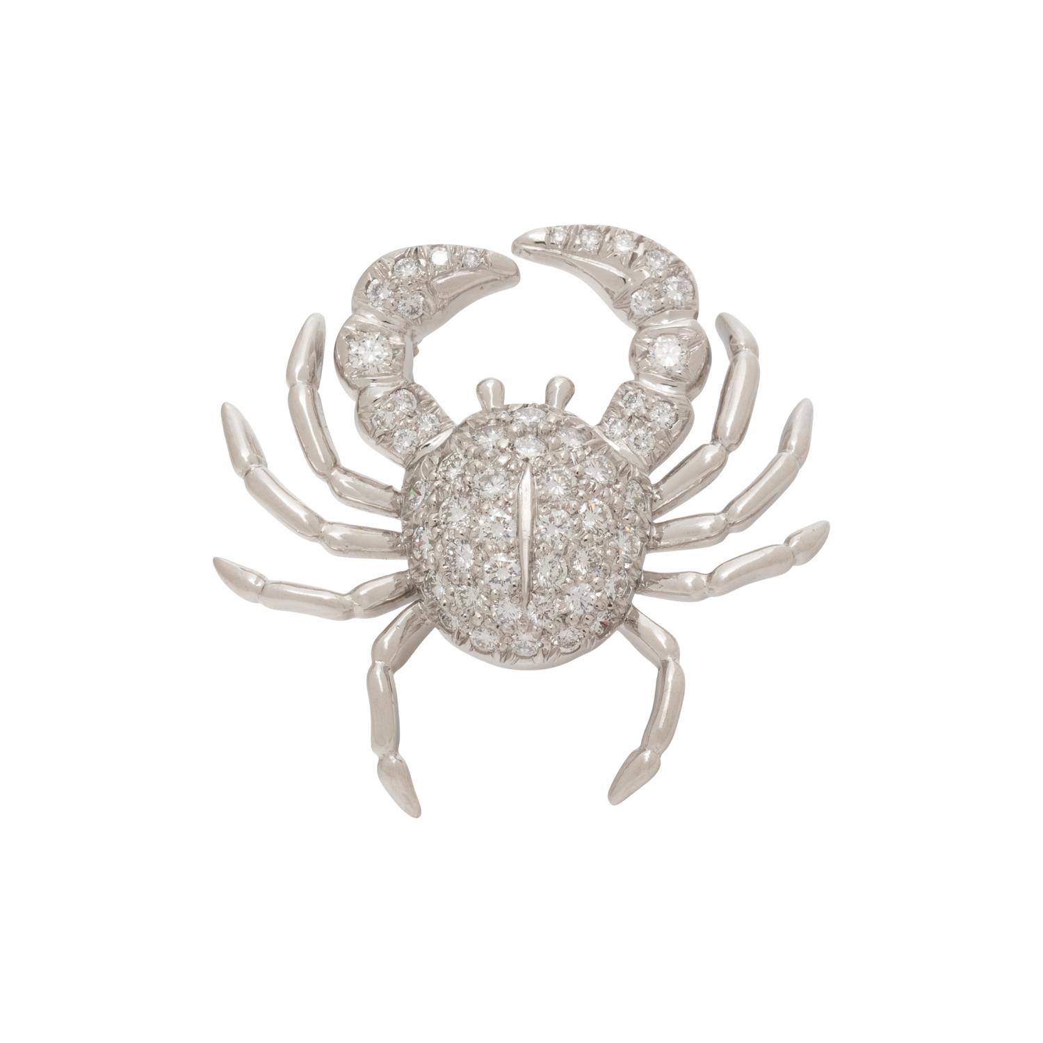 TIFFANY & CO., DIAMOND AND PLATINUM CRAB BROOCH