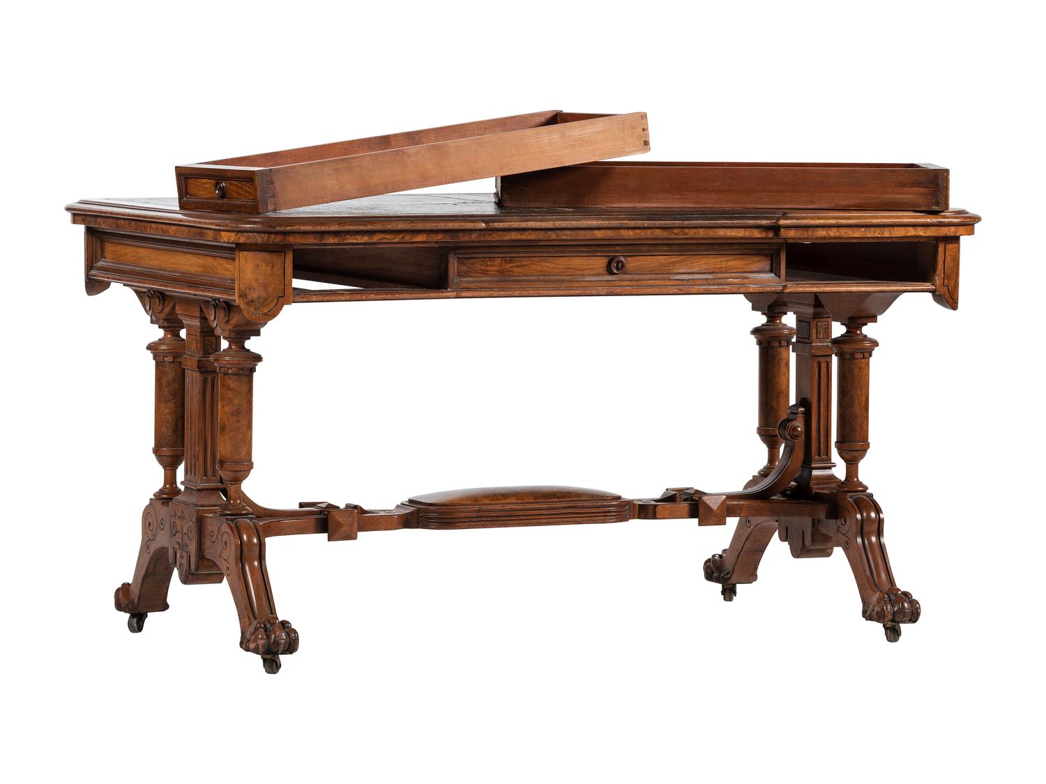 A Victorian Leather-Top Walnut Partner's Desk