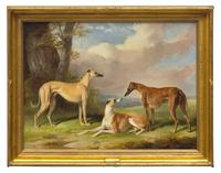 Three Greyhounds; together with Two Greyhounds with a Hare (A Pair)