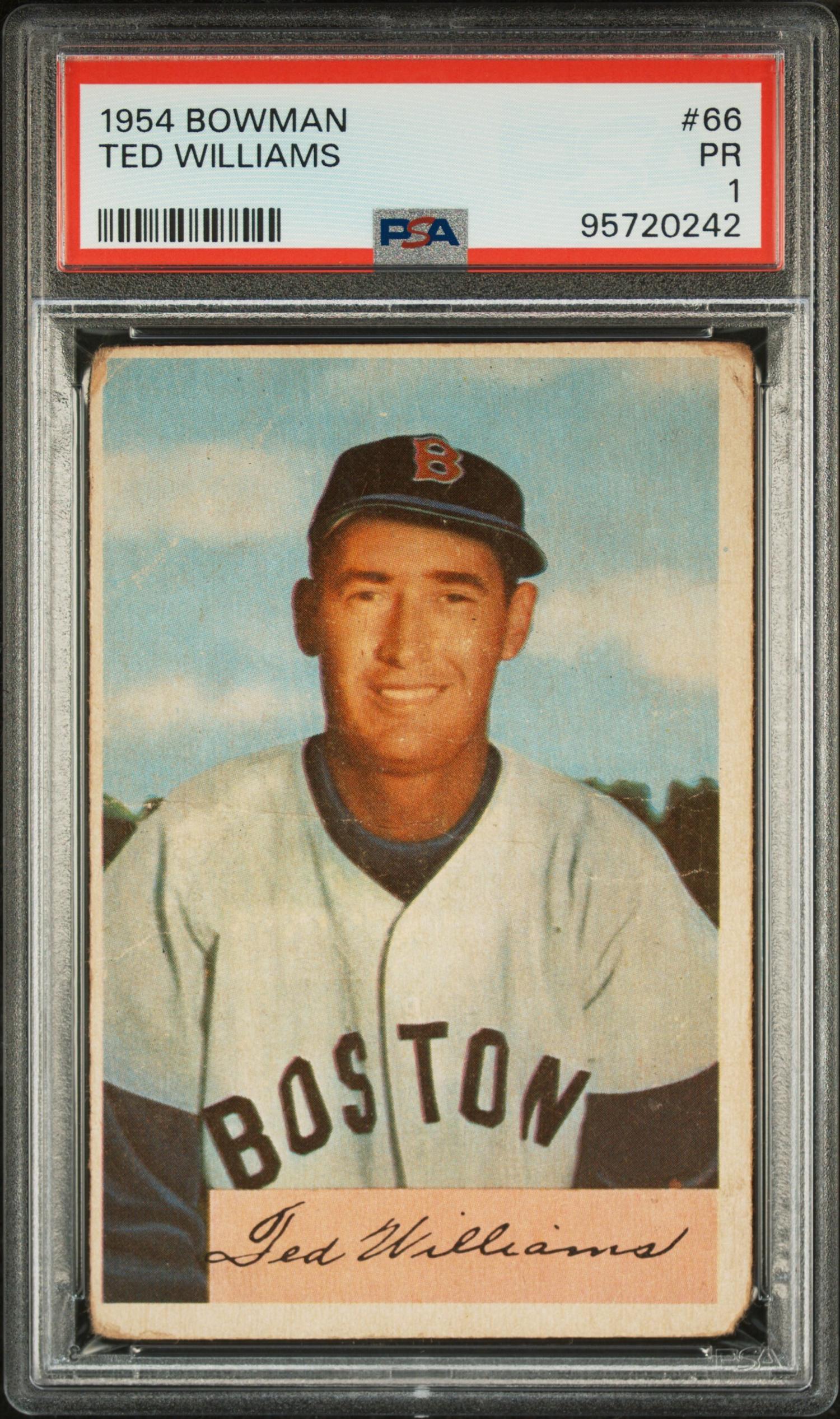 A 1954 Bowman Ted Williams Baseball Card No. 66 (PSA 1)