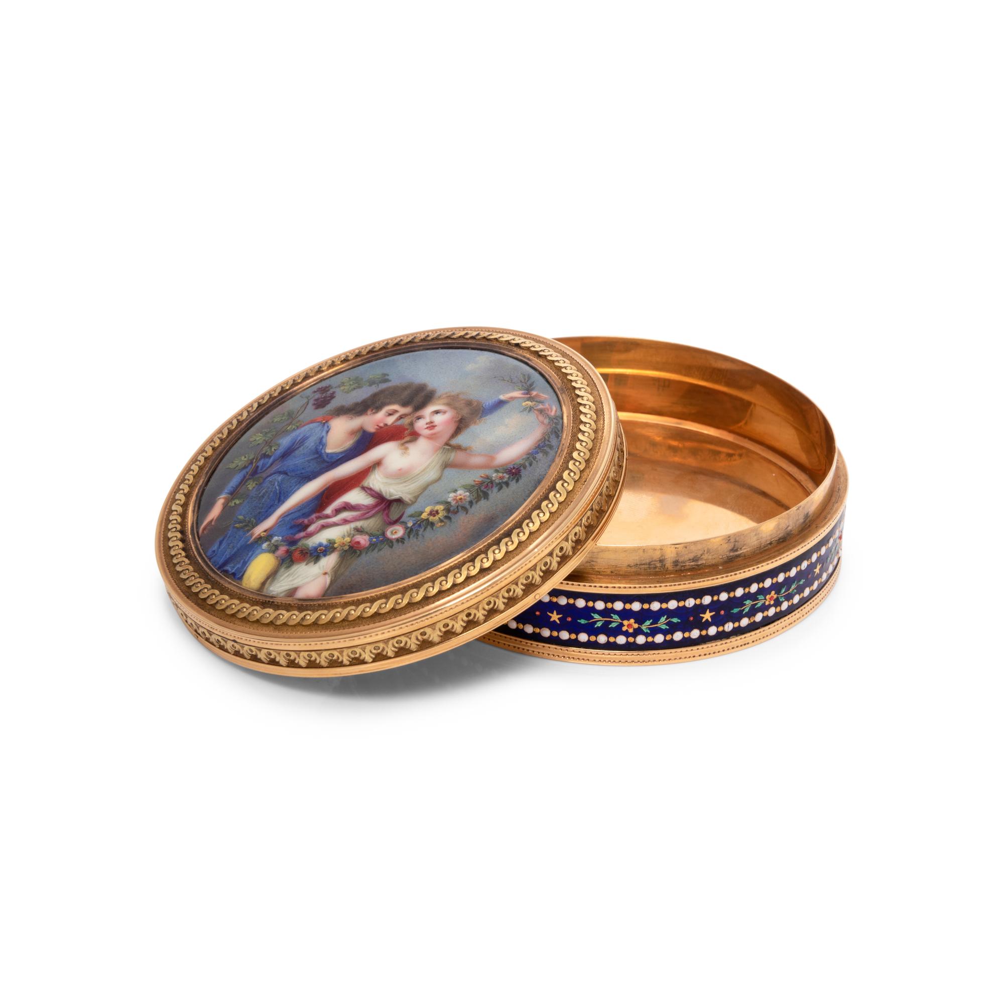 A Gold and Enameled Bonbonnière