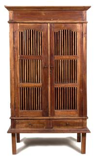 A Javanese Teak Two Door Cabinet Height 69 x width 39 x depth 24 inches. — 20TH CENTURY