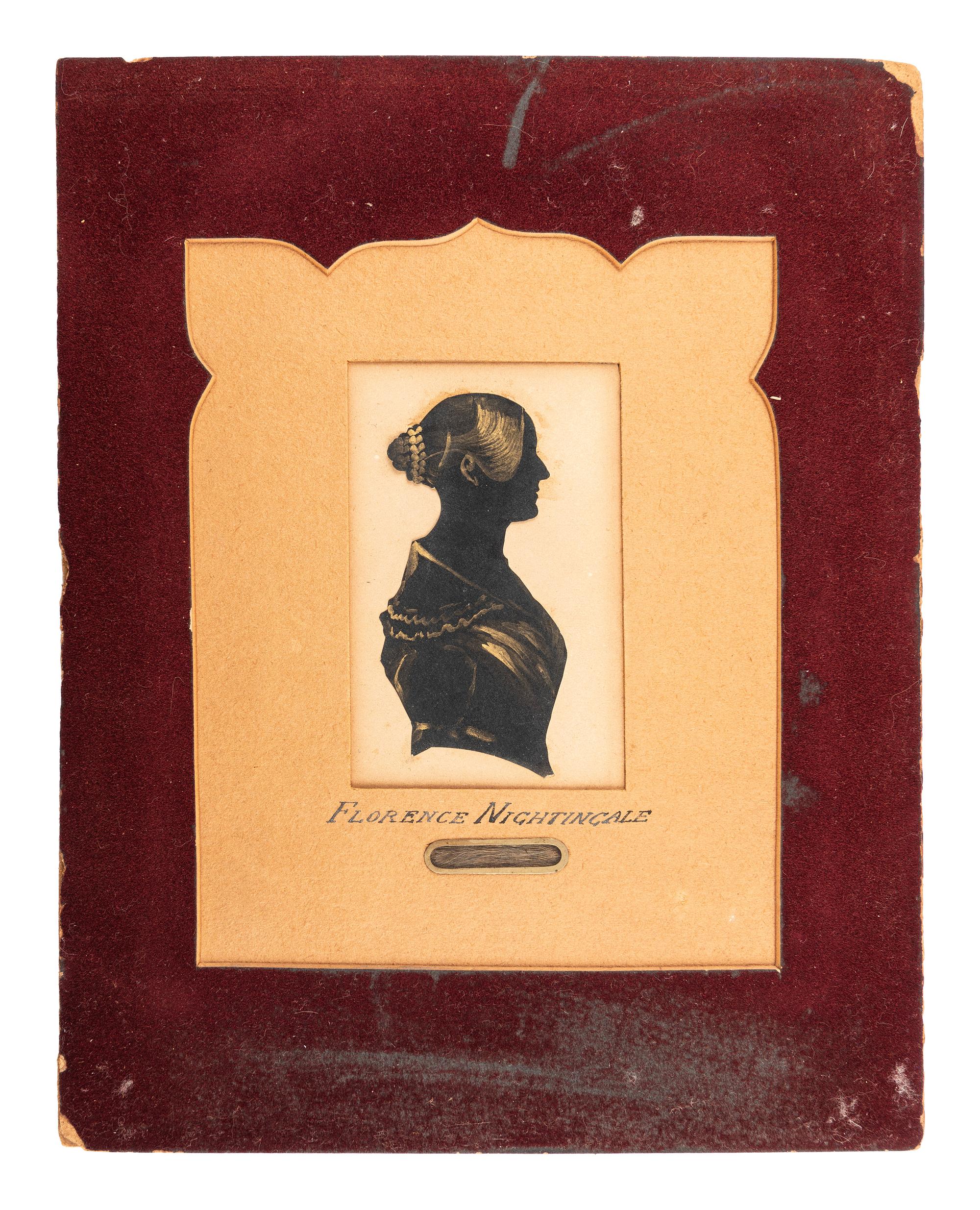 A Cut Paper Silhouette of Florence Nightingale with Lock of Hair