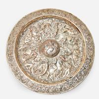 A Large Elkington Style Repoussé Electroplated Shield late 19th century