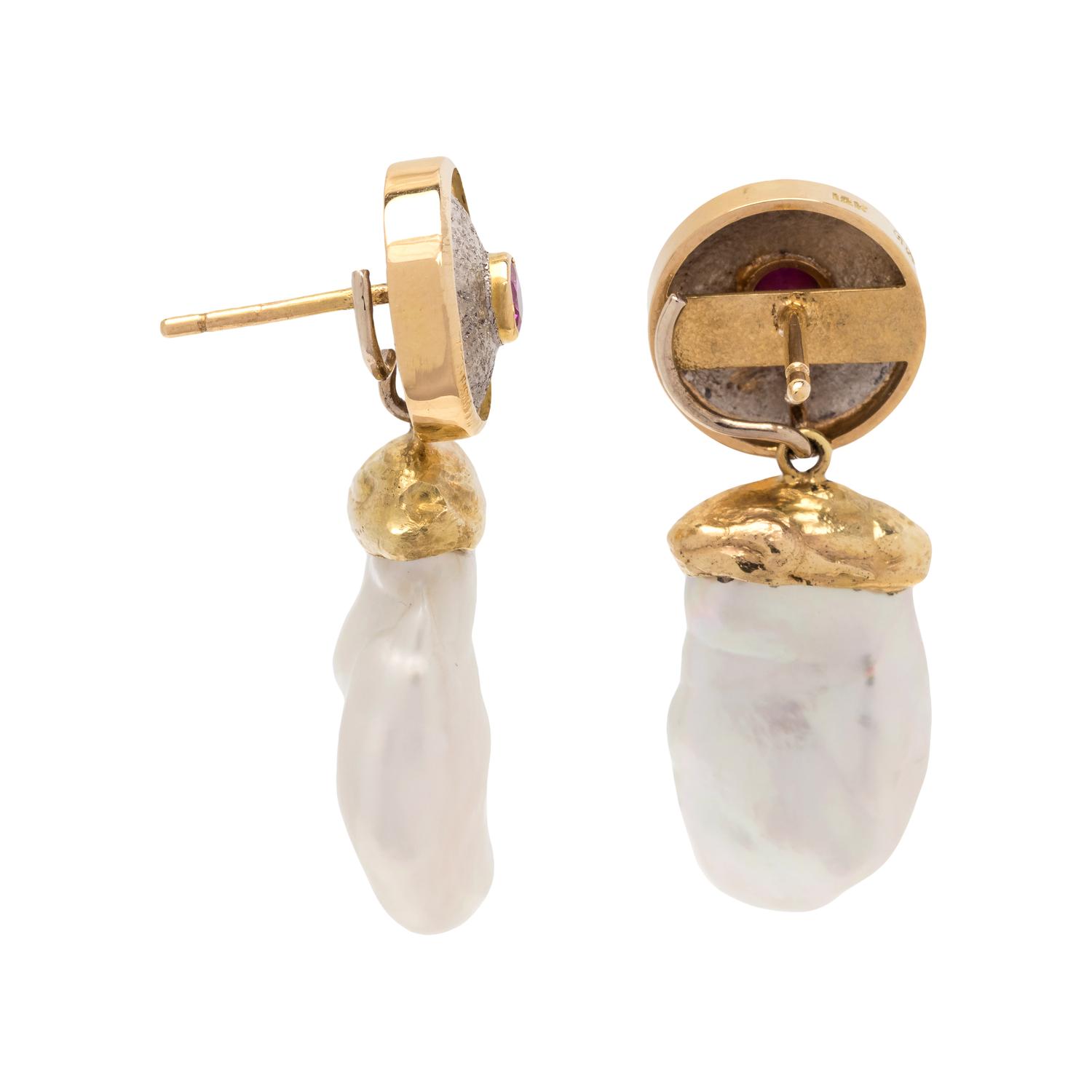 RICHARD KIMBALL, PINK SAPPHIRE AND CULTURED PEARL CONVERTIBLE EARRINGS