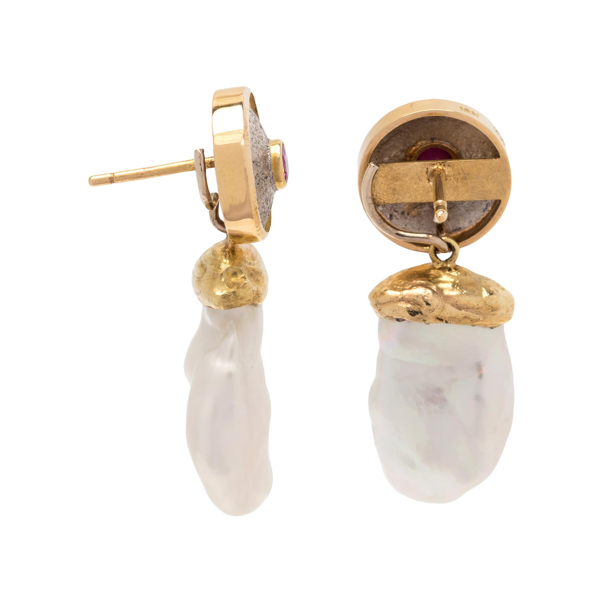 RICHARD KIMBALL, PINK SAPPHIRE AND CULTURED PEARL CONVERTIBLE EARRINGS
