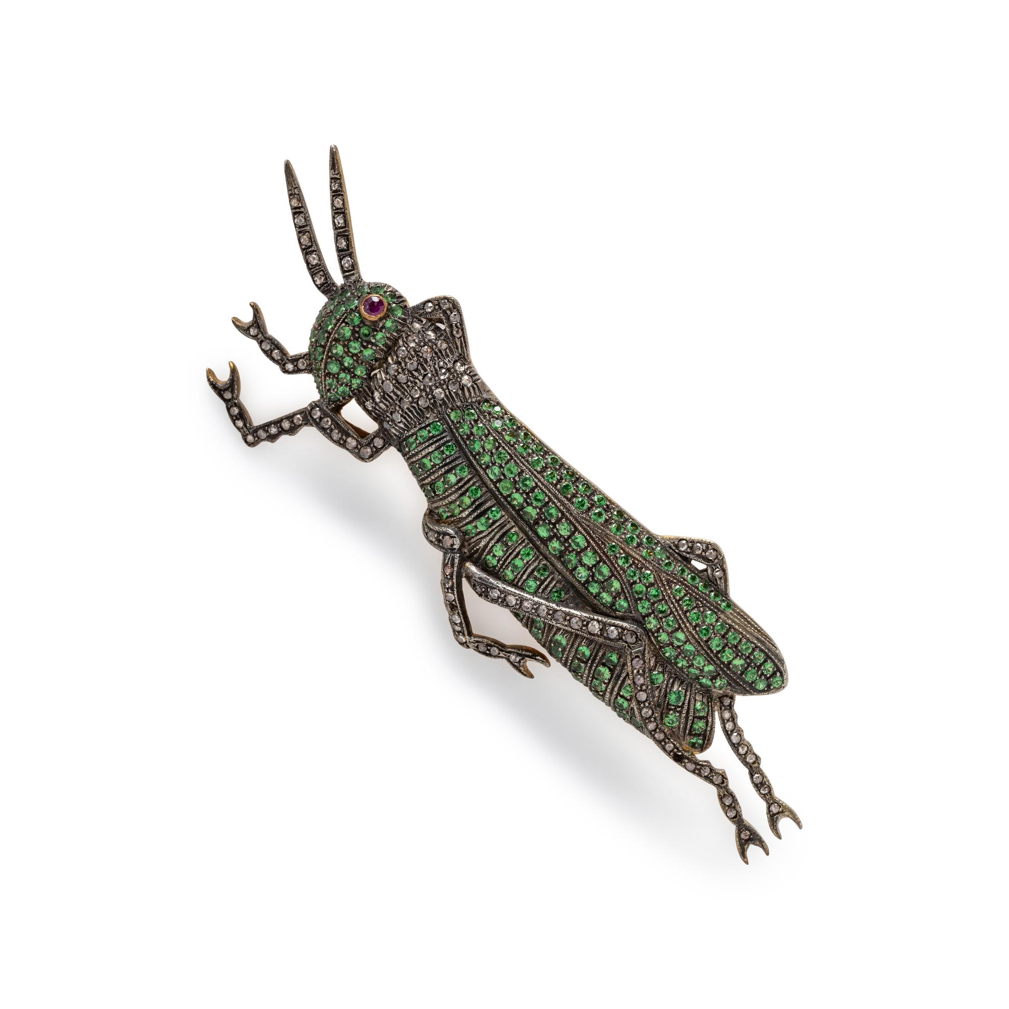 MULTIGEM GRASSHOPPER BROOCH