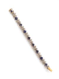 FRENCH, EARLY ART DECO, SAPPHIRE, DIAMOND, AND EMERALD BRACELET