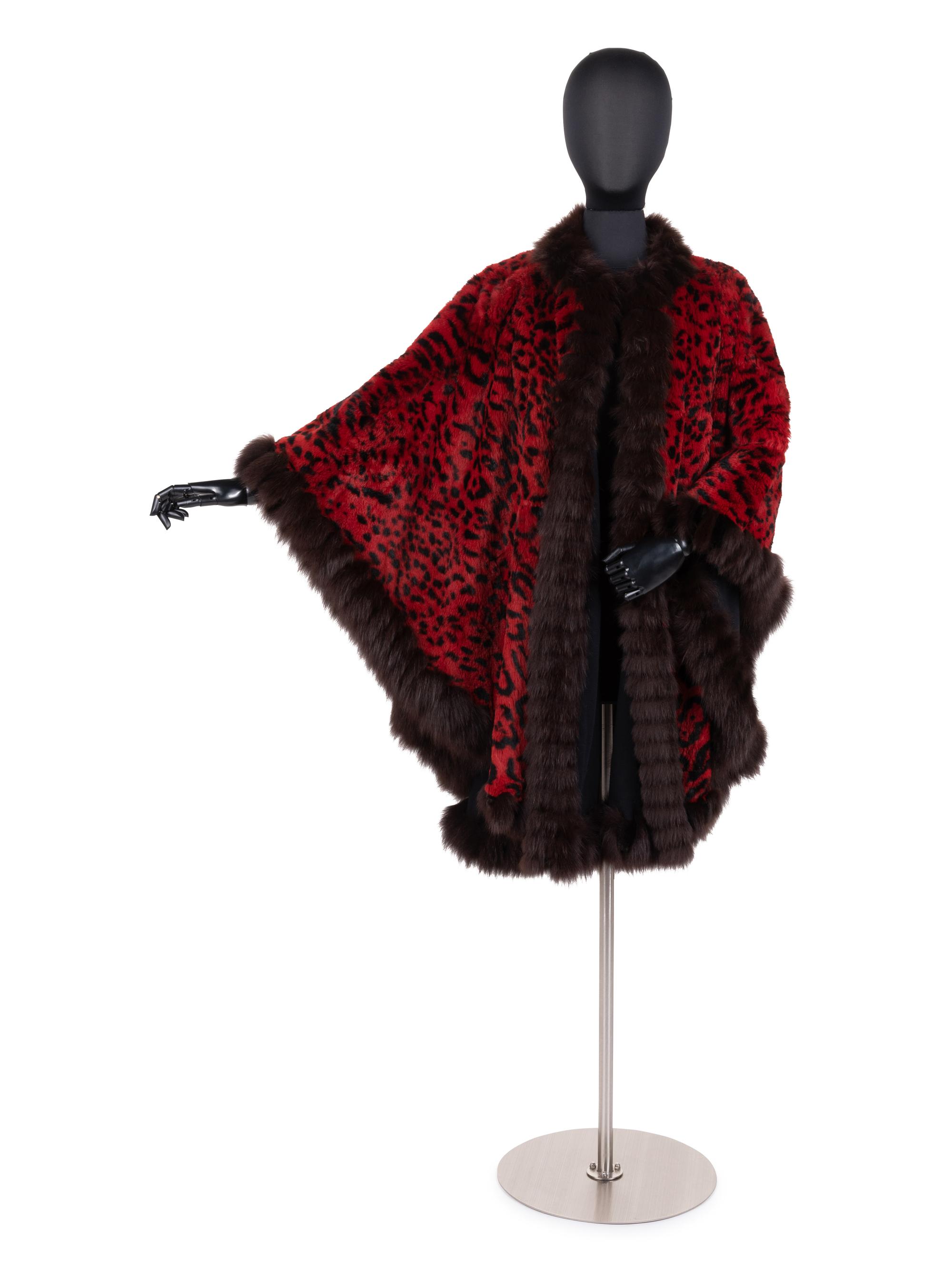 Yves Saint Laurent Leopard Print Fur Poncho, 1980-90s