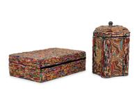 Two Appliqué Beaded Boxes