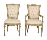 Two Italian Neoclassical Style Painted and Parcel Gilt Chairs