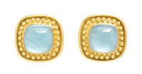 A Pair of 18 Karat Yellow Gold and Aquamarine Earclips, Elizabeth Locke, 11.10 dwts.
