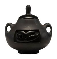 Carved Blackware Lidded Pottery Jar