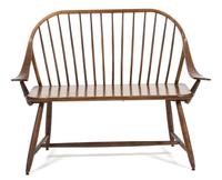An American Windsor Spindle Back Love Seat — 19TH CENTURY