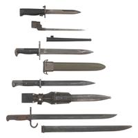 Group of 5 Bayonets: US M1, Japanese Type 30, German k98, SMLE and M5