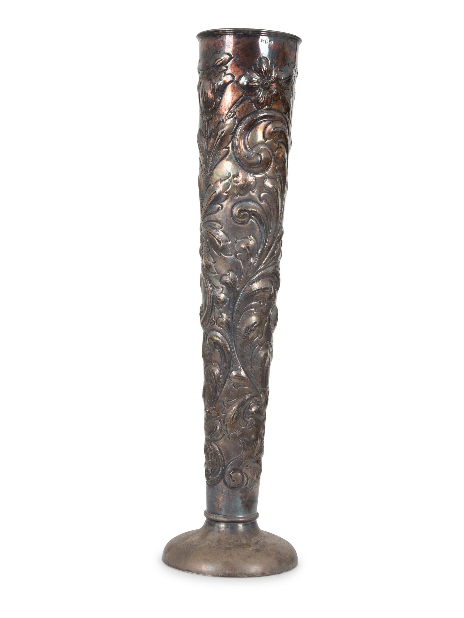 A Sheffield Silver on Copper Repoussé Vase