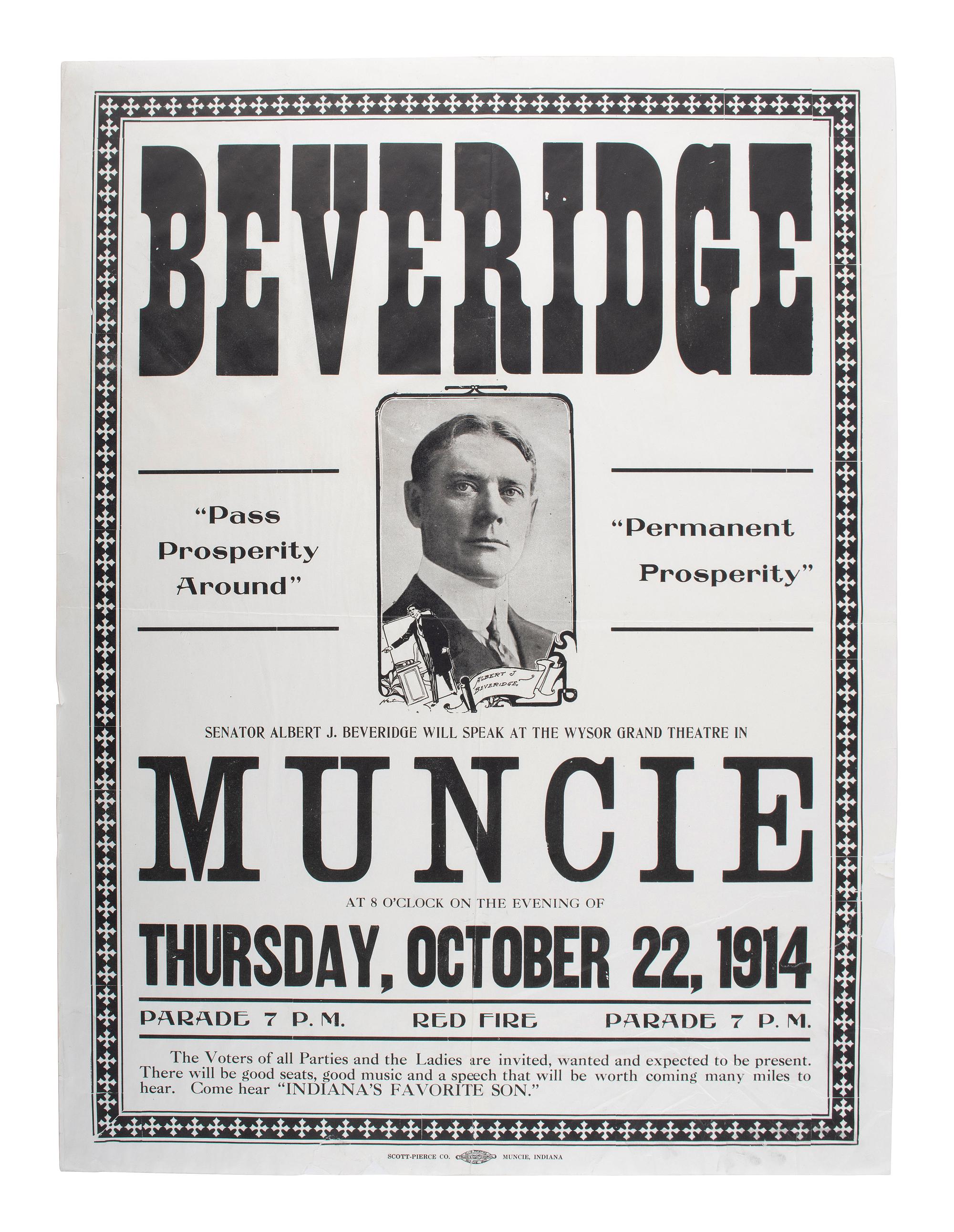 [INDIANA]. Posters, cigar boxes, and ephemera related to Indiana politicians incl. Thomas MARSHALL.
