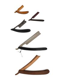 Five Wooden Display Straight Razors