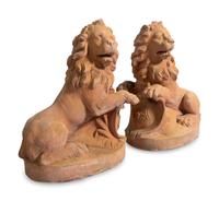 A Pair of English Terra Cotta Lions