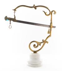 A Brass Steel and Marble Scale Height 29 inches. — 20TH CENTURY