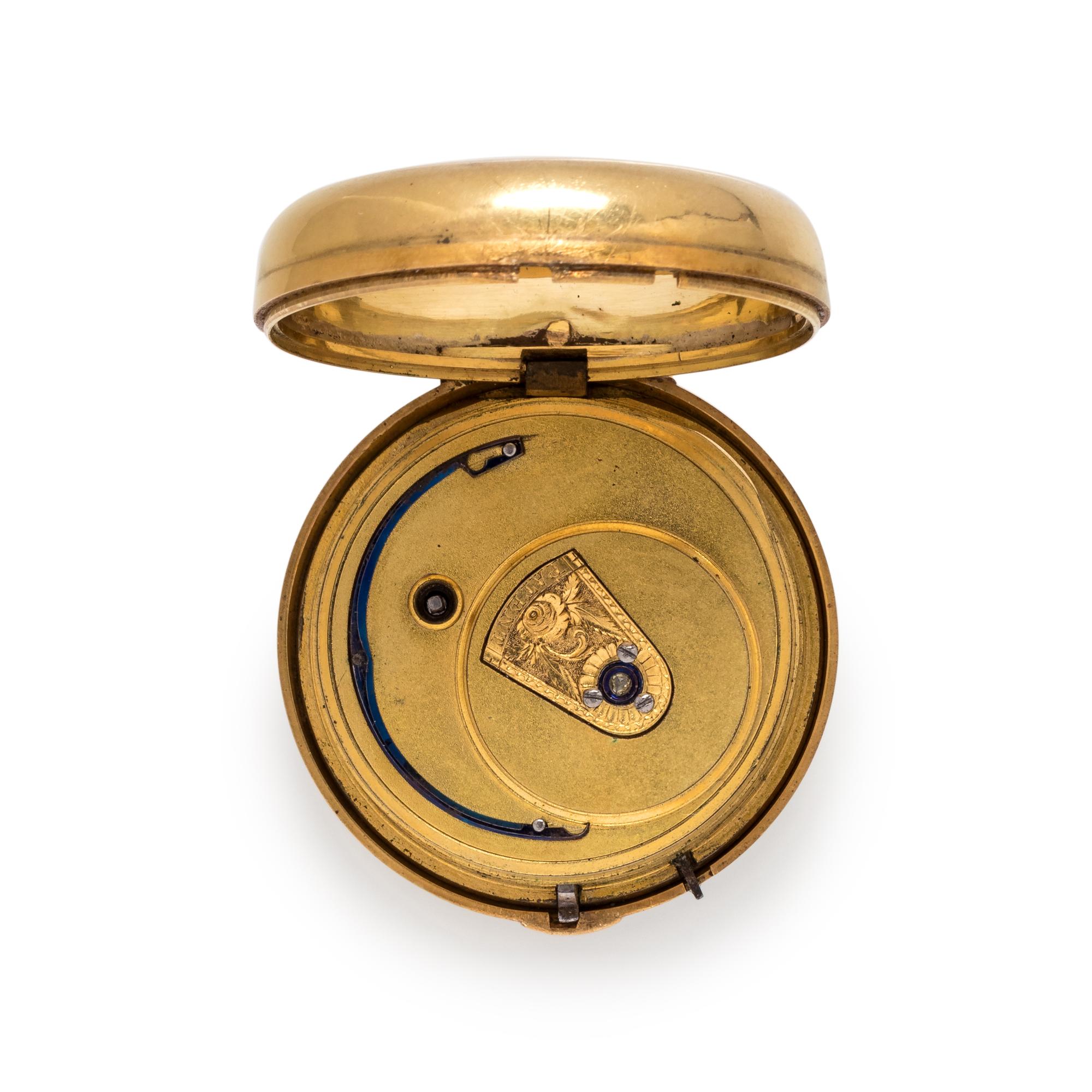 BRITISH, 18K YELLOW GOLD OPEN FACE POCKET WATCH