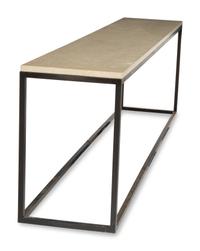 A Contemporary Steel Console Table with Fossilized Stone Top