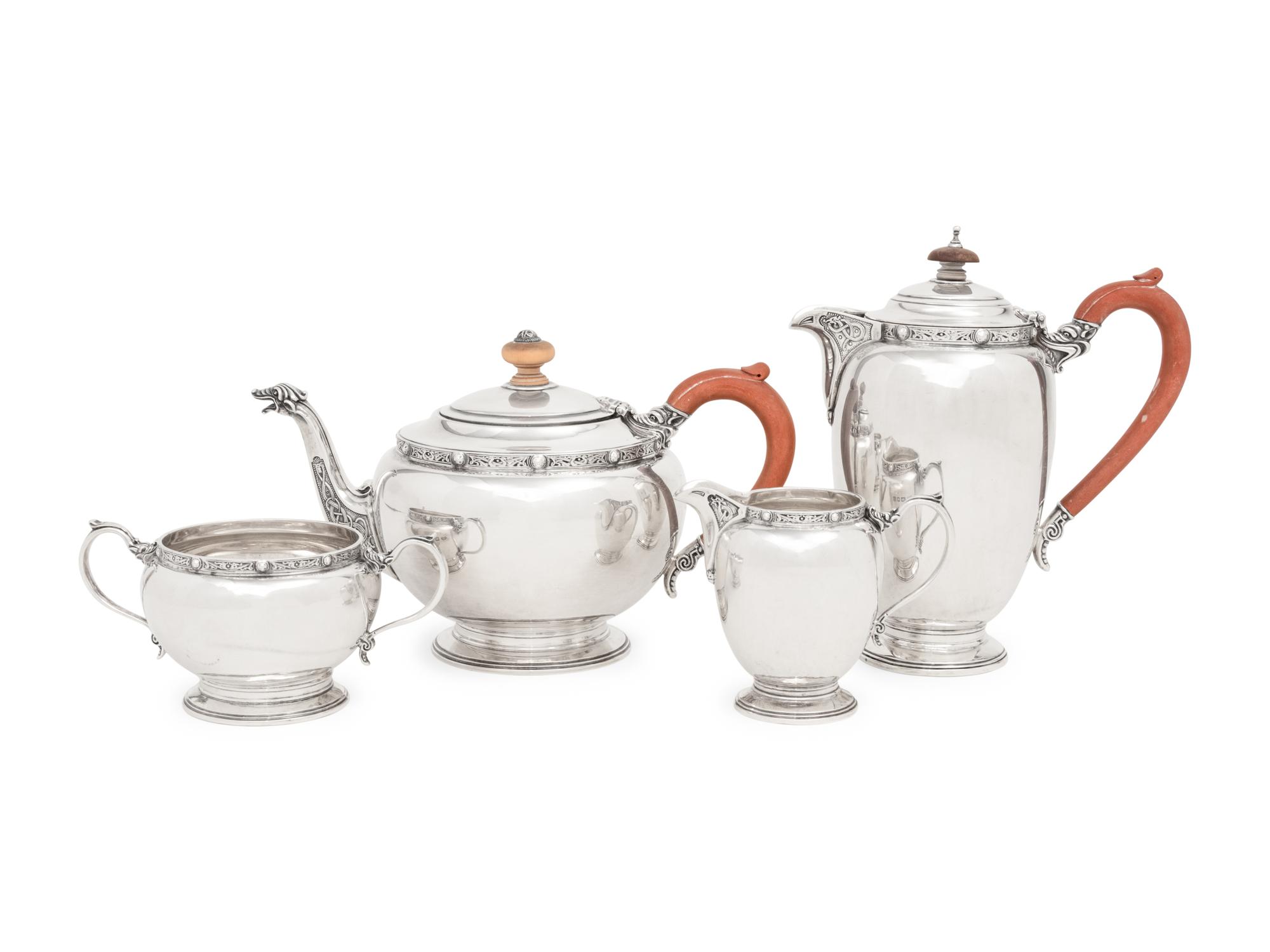 An English Silver Four-Piece Tea and Coffee Service