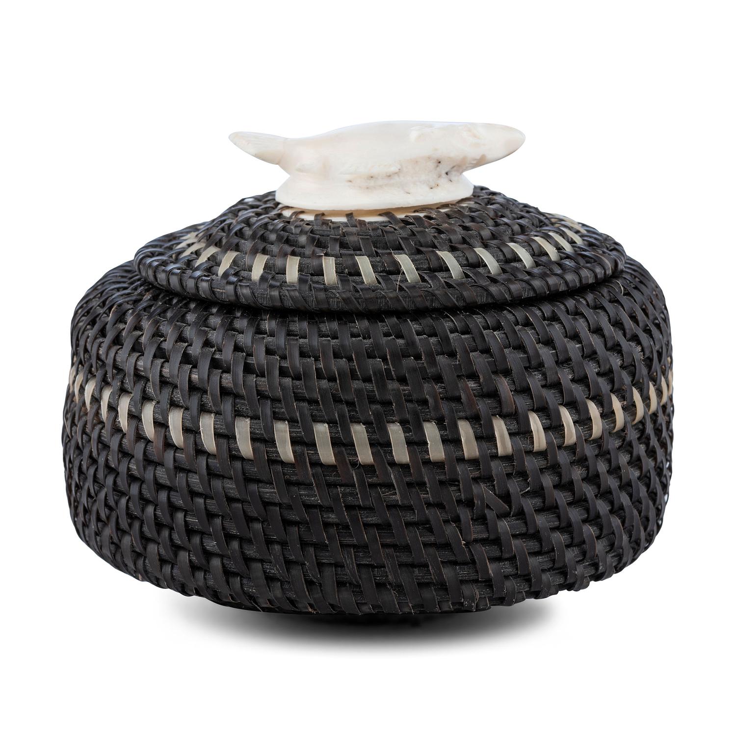 Baleen Basket, with Carved Salmon Finial