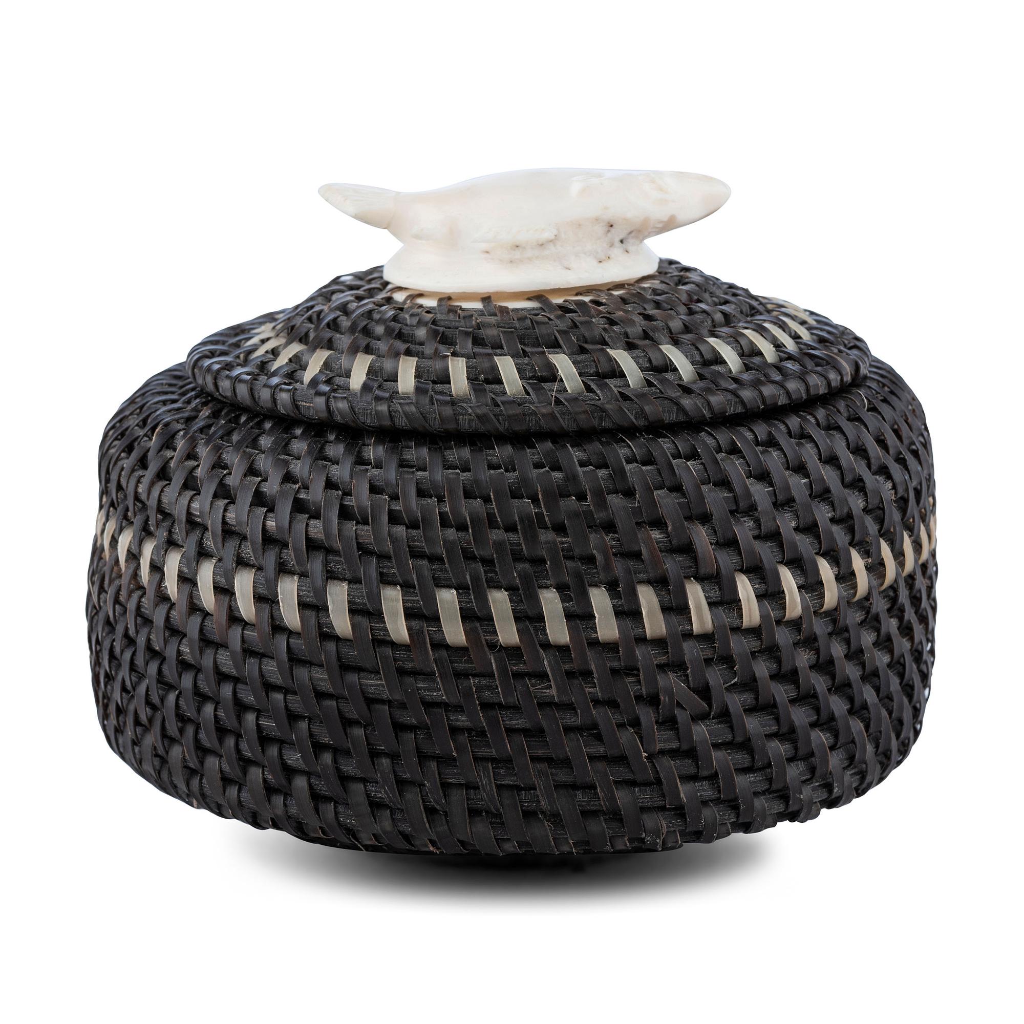 Baleen Basket, with Carved Salmon Finial