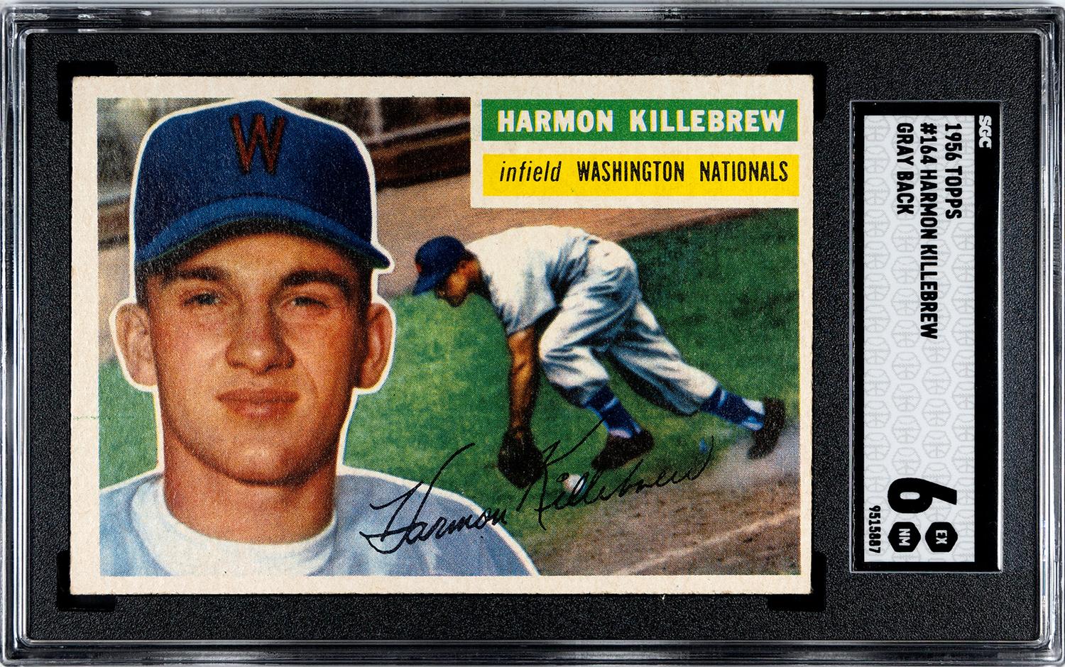 A 1956 Topps Harmon Killebrew Gray Back Baseball Card No. 164 (SGC 6 EX/NM)
