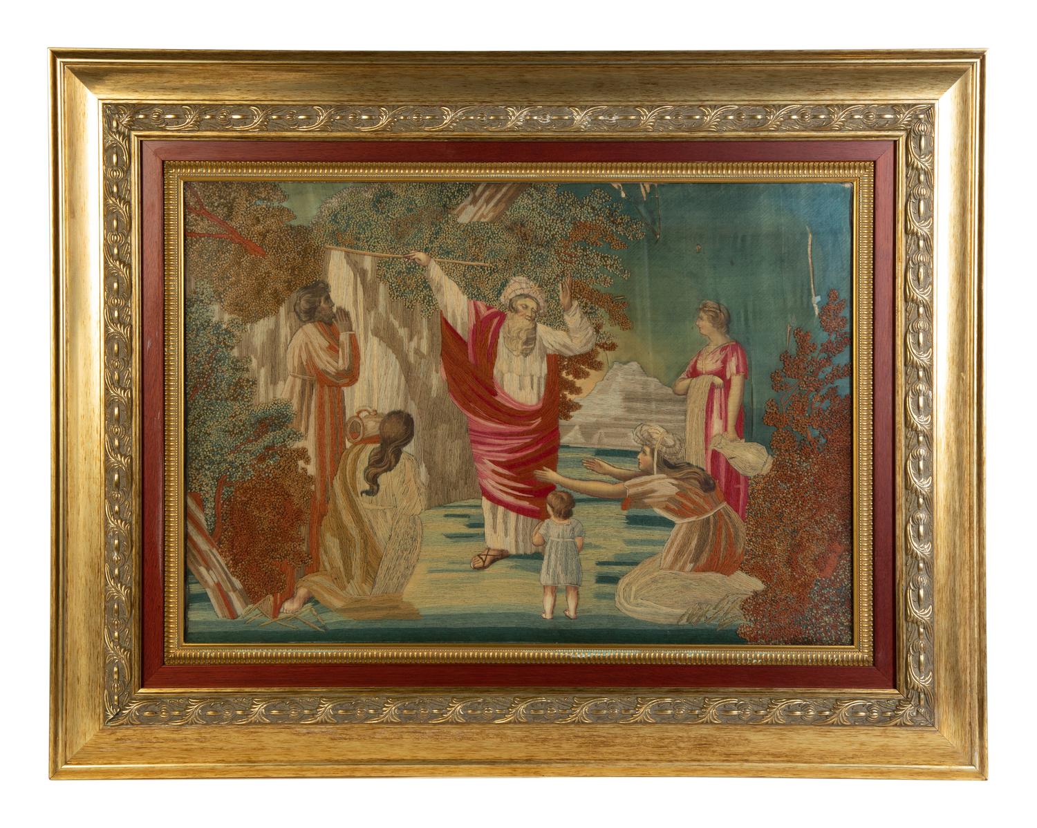 Four Needlework and Silk Pictures