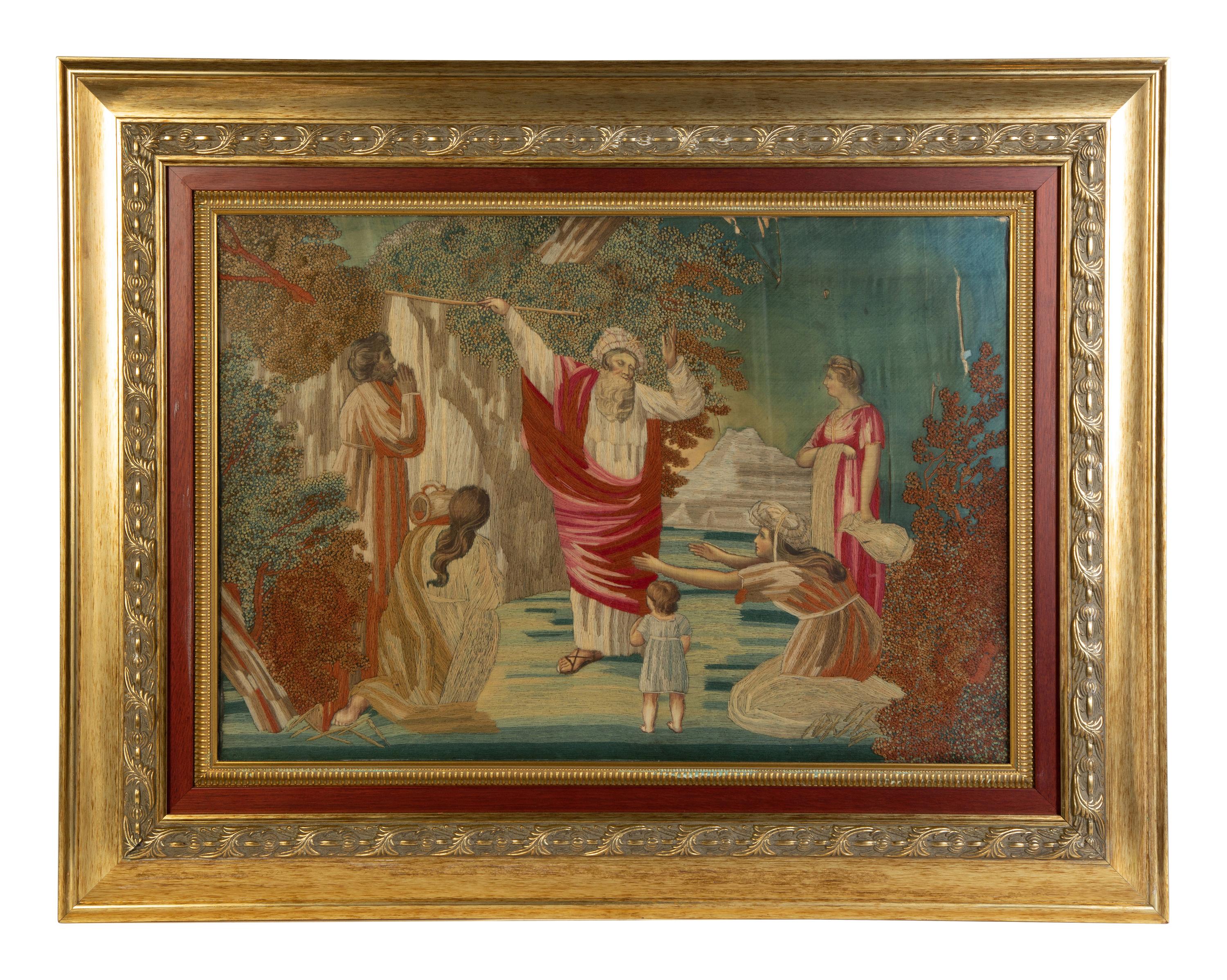 Four Needlework and Silk Pictures