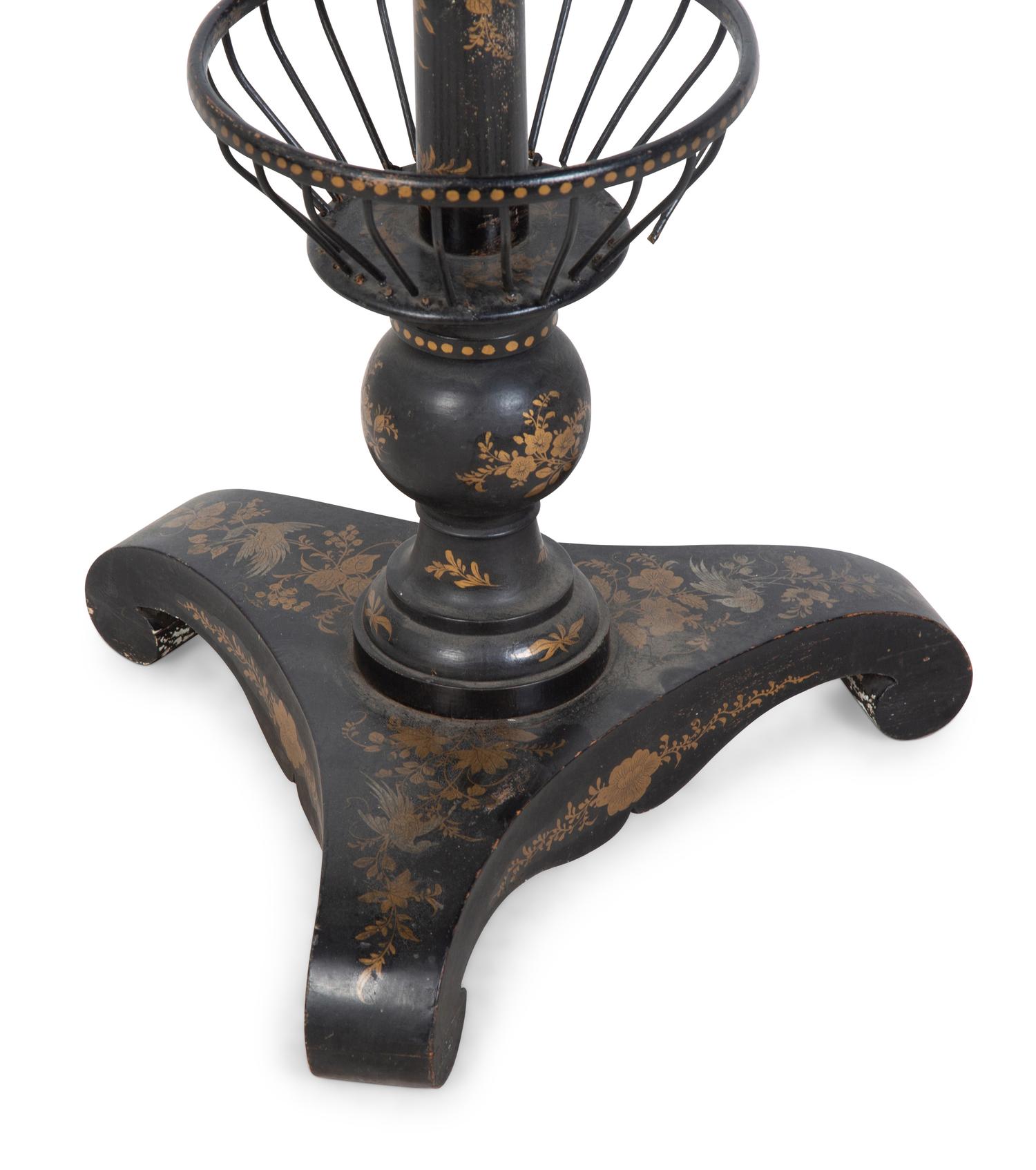 An English Black-Japanned Candle Stand or Work Table — 19TH CENTURY