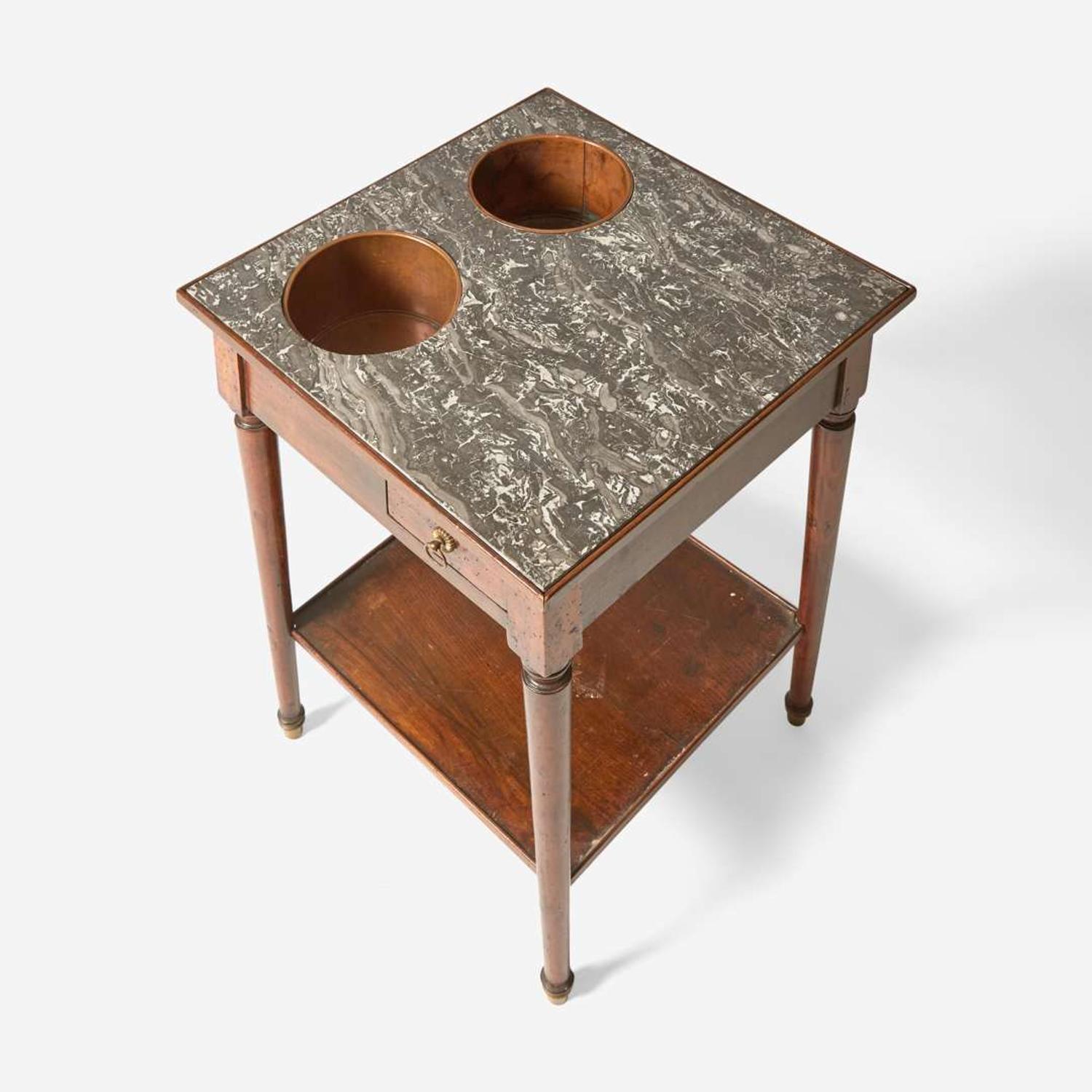 A Directoire walnut rafraîchissoir with Lumachella di San Vitale marble top circa 1800