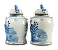 A Pair of Chinese Blue and White Porcelain Ginger Jars