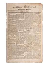 [WASHINGTON, George (1732-1799)]. The Columbian Centinel . Vol. XXXIII, No. 11. Boston, MA: Benjamin Russell, 9 April 1800.