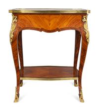 A Louis XV Style Gilt-Bronze-Mounted Kingwood and Tulipwood Table en Chiffonière