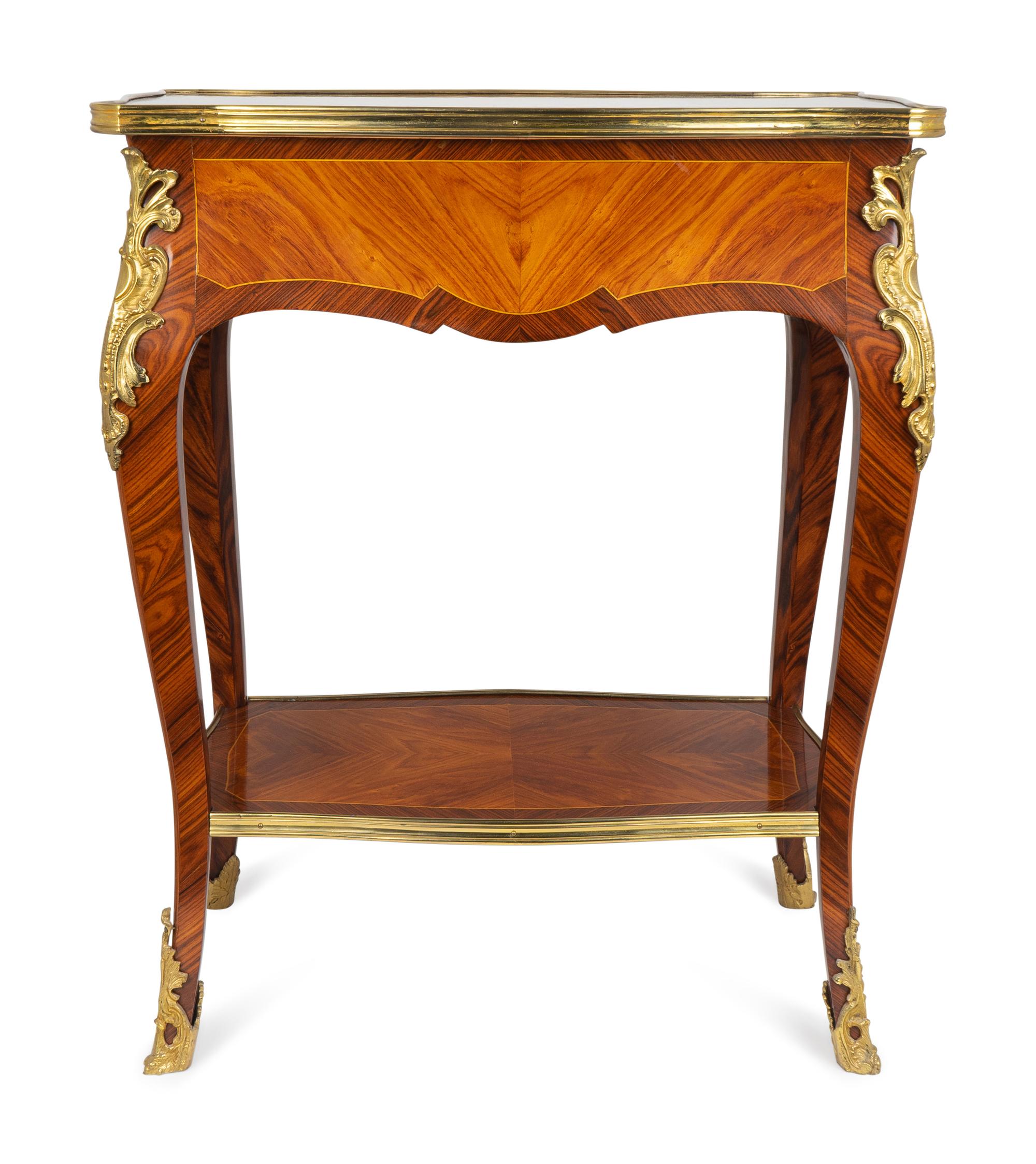 A Louis XV Style Gilt-Bronze-Mounted Kingwood and Tulipwood Table en Chiffonière