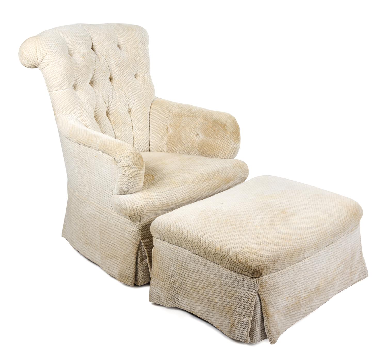 A Contemporary Chenille Twill Upholstered Armchair Height 37 inches. — 20TH CENTURY